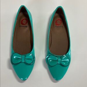 Y2K Vintage Turquoise Flats with bows by The Red Circle